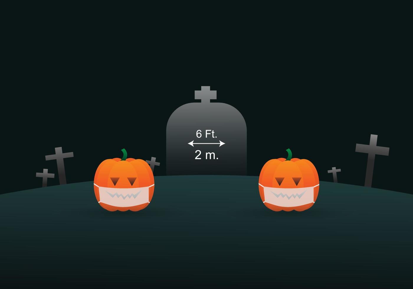 concepto de feliz halloween y nueva normalidad en la pandemia de coronavirus. vector