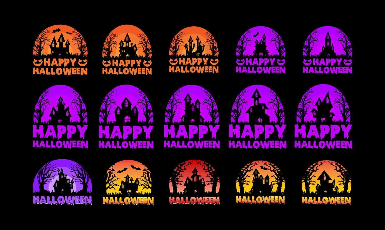 conjunto de diseño de camiseta feliz halloween vector