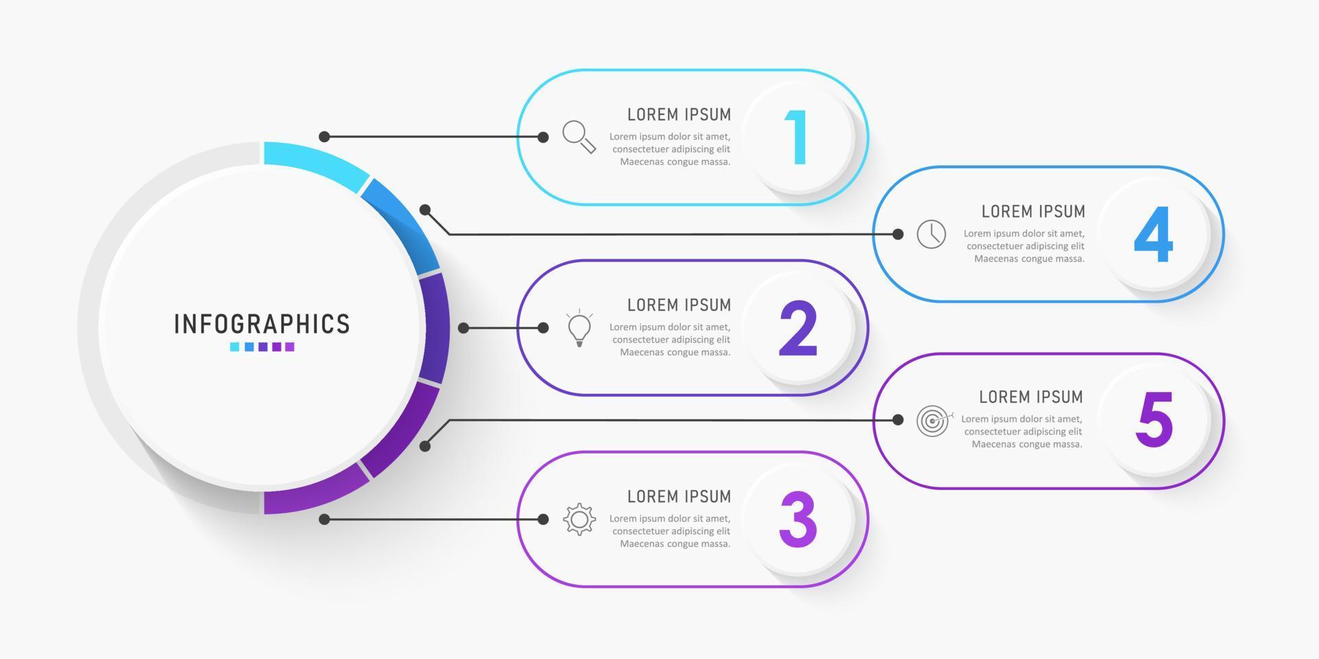 Vector Infographic label design template with icons and 5 options or steps. Can be used for process diagram, presentations, workflow layout, banner, flow chart, info graph.