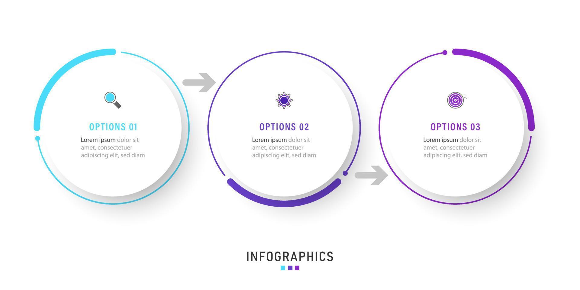 Vector Infographic label design template with icons and 3 options or steps. Can be used for process diagram, presentations, workflow layout, banner, flow chart, info graph.