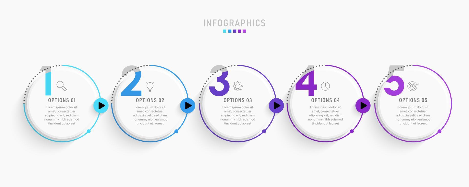 Vector Infographic label design template with icons and 5 options or steps. Can be used for process diagram, presentations, workflow layout, banner, flow chart, info graph.