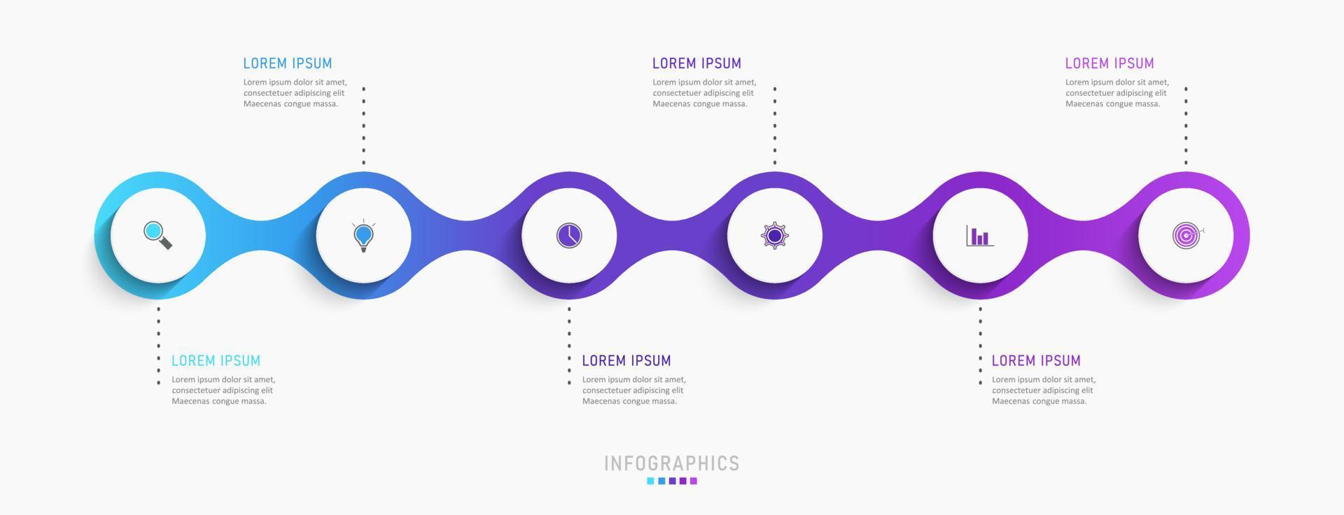 Vector Infographic label design template with icons and 6 options or steps. Can be used for process diagram, presentations, workflow layout, banner, flow chart, info graph.