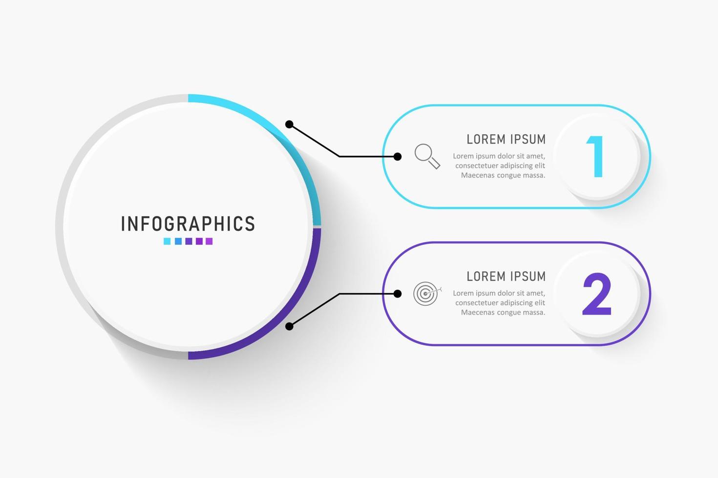 Vector Infographic label design template with icons and 2 options or steps. Can be used for process diagram, presentations, workflow layout, banner, flow chart, info graph.