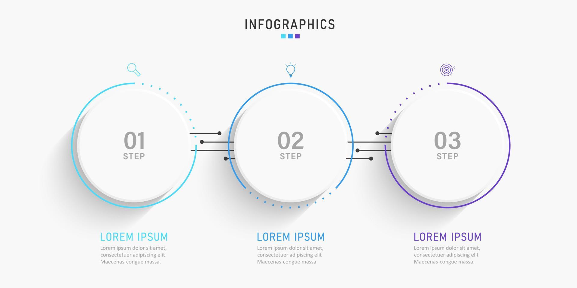 Vector Infographic label design template with icons and 3 options or steps. Can be used for process diagram, presentations, workflow layout, banner, flow chart, info graph.