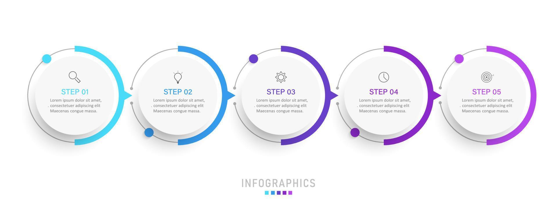 plantilla de diseño de etiquetas infográficas vectoriales con iconos y 5 opciones o pasos. se puede utilizar para diagramas de proceso, presentaciones, diseño de flujo de trabajo, banner, diagrama de flujo, gráfico de información. vector