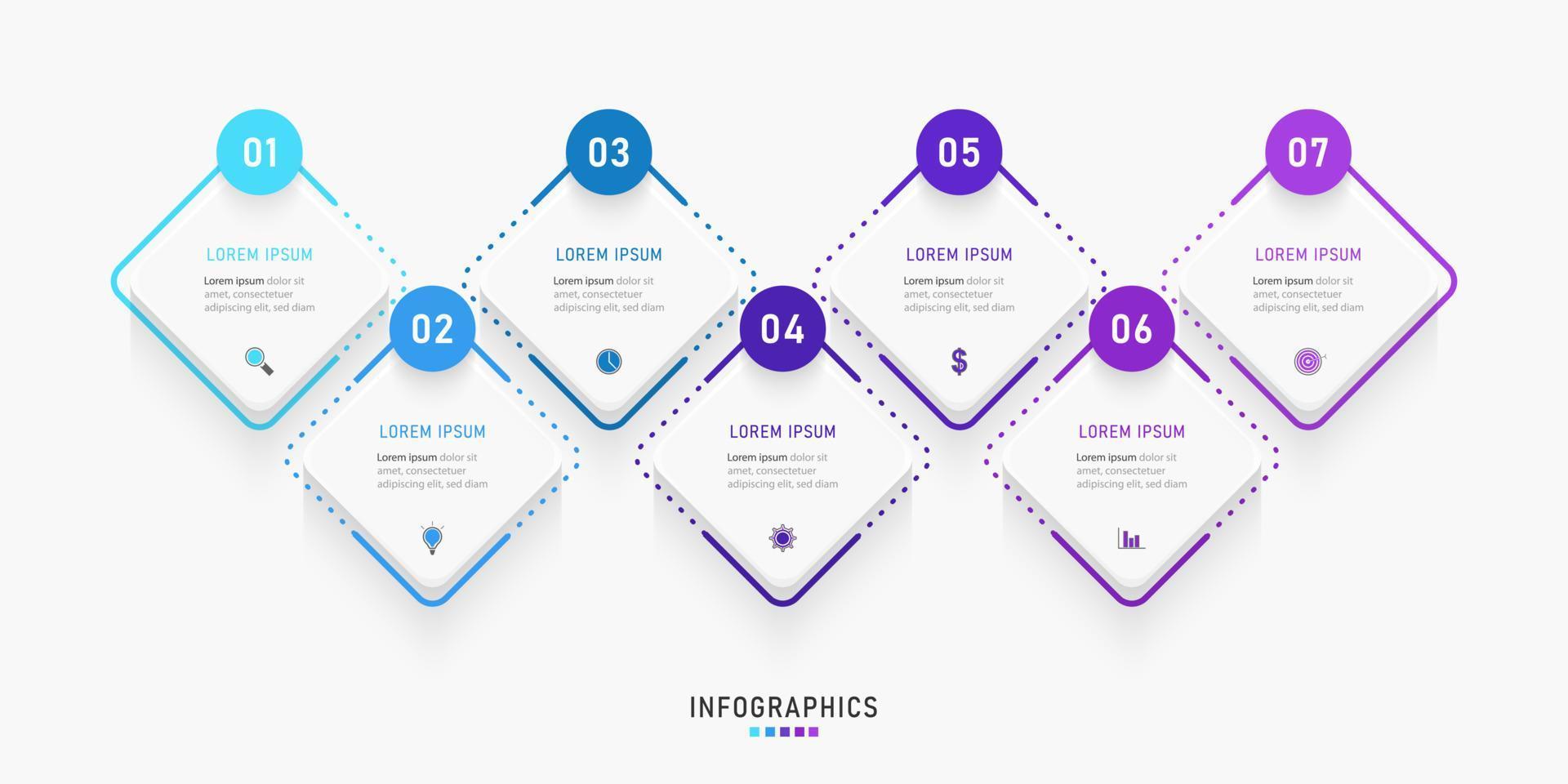 Vector Infographic label design template with icons and 7 options or steps. Can be used for process diagram, presentations, workflow layout, banner, flow chart, info graph.
