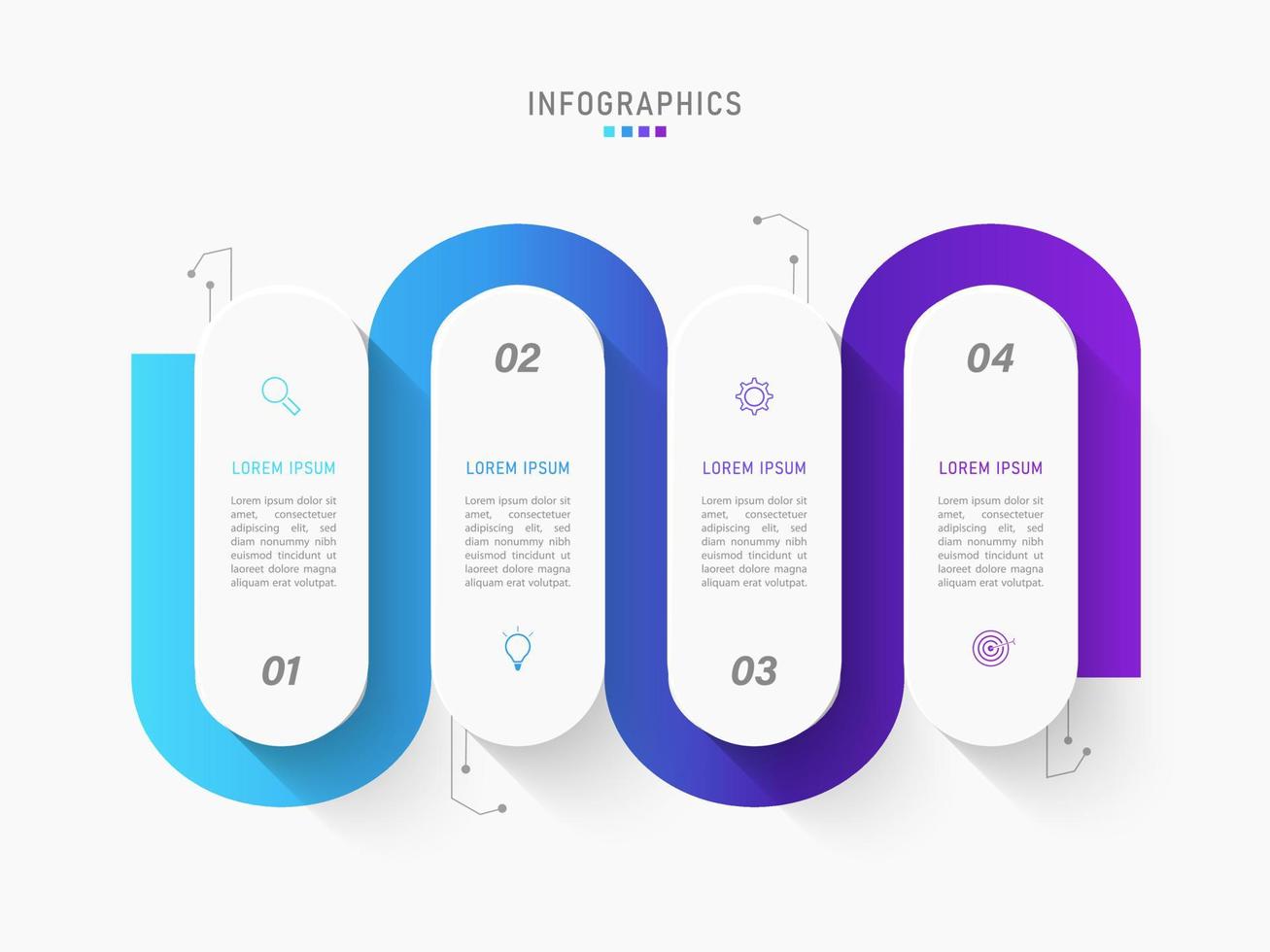 plantilla de diseño de etiquetas infográficas vectoriales con iconos y 4 opciones o pasos. se puede utilizar para diagramas de proceso, presentaciones, diseño de flujo de trabajo, banner, diagrama de flujo, gráfico de información. vector