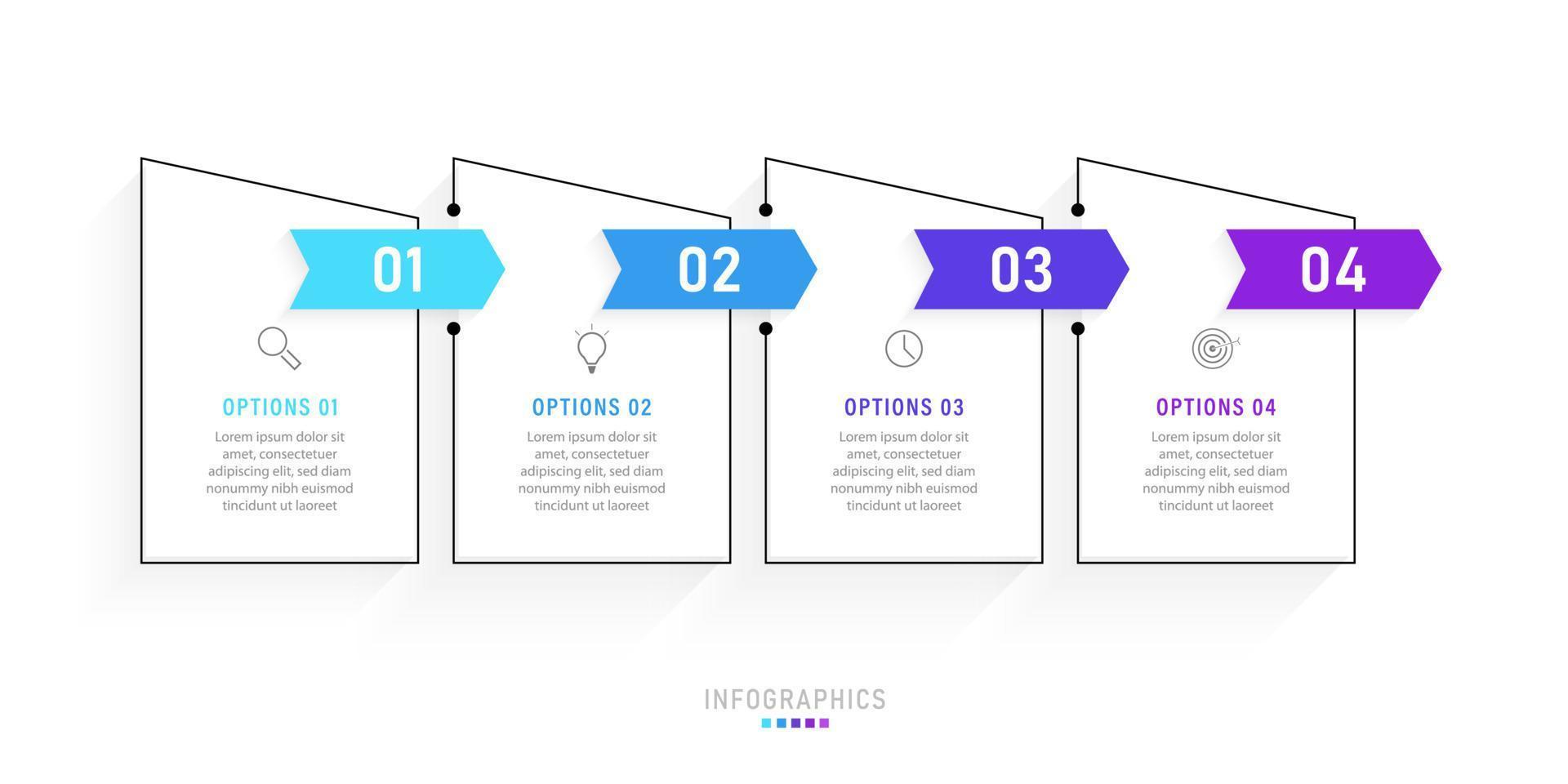 Vector Infographic label design template with icons and 4 options or steps. Can be used for process diagram, presentations, workflow layout, banner, flow chart, info graph.