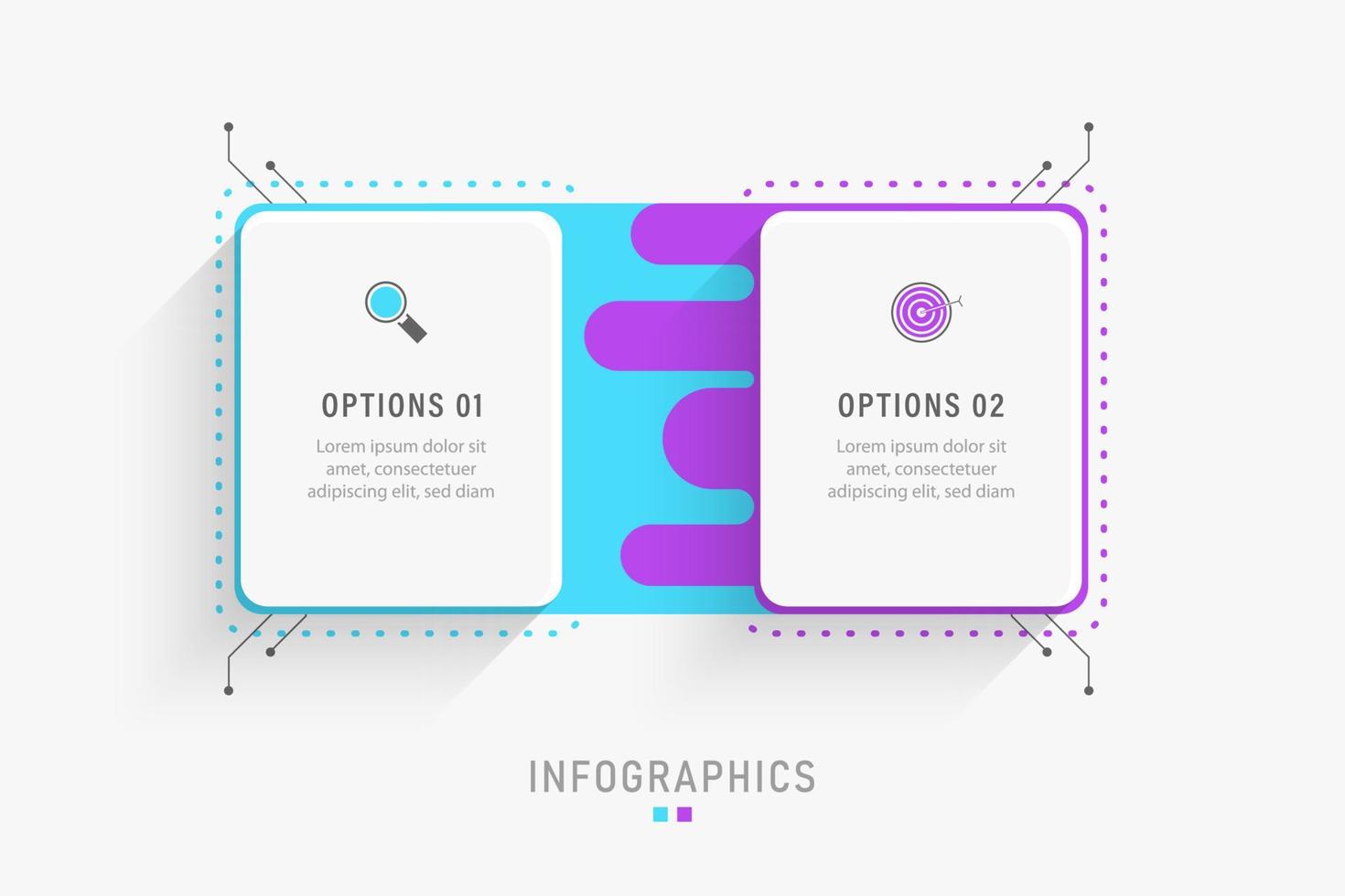 Vector Infographic label design template with icons and 2 options or steps. Can be used for process diagram, presentations, workflow layout, banner, flow chart, info graph.