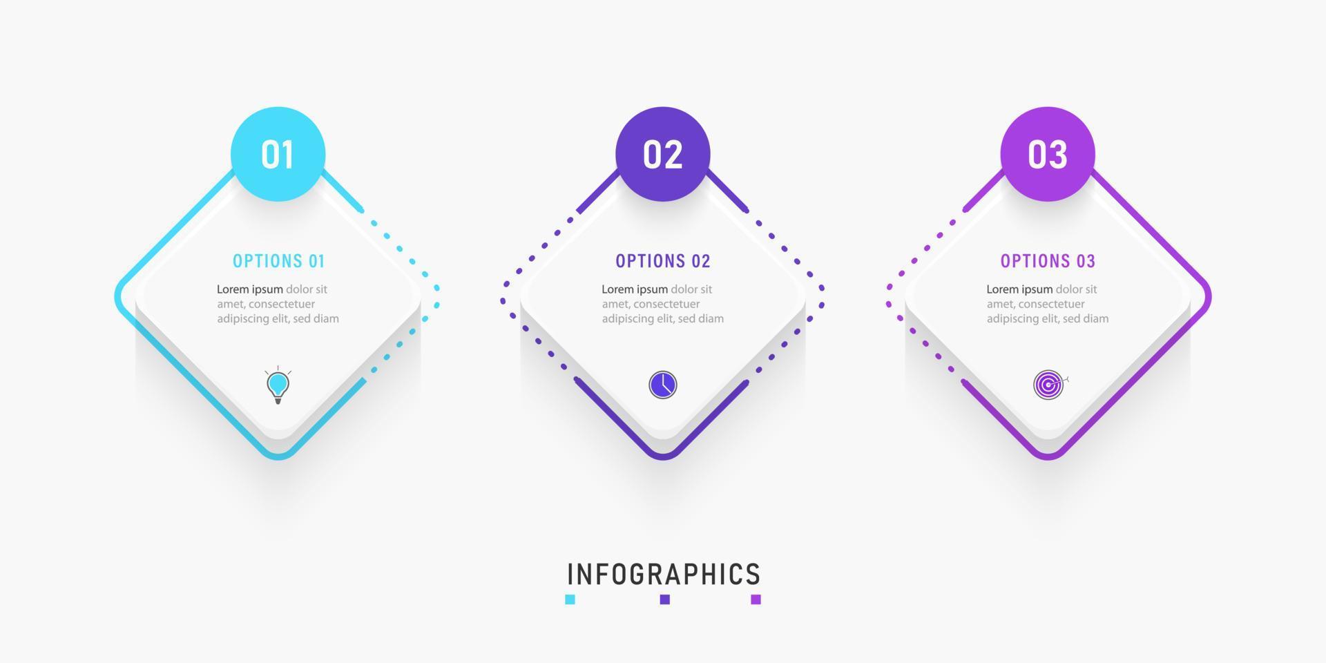 Vector Infographic label design template with icons and 3 options or steps. Can be used for process diagram, presentations, workflow layout, banner, flow chart, info graph.