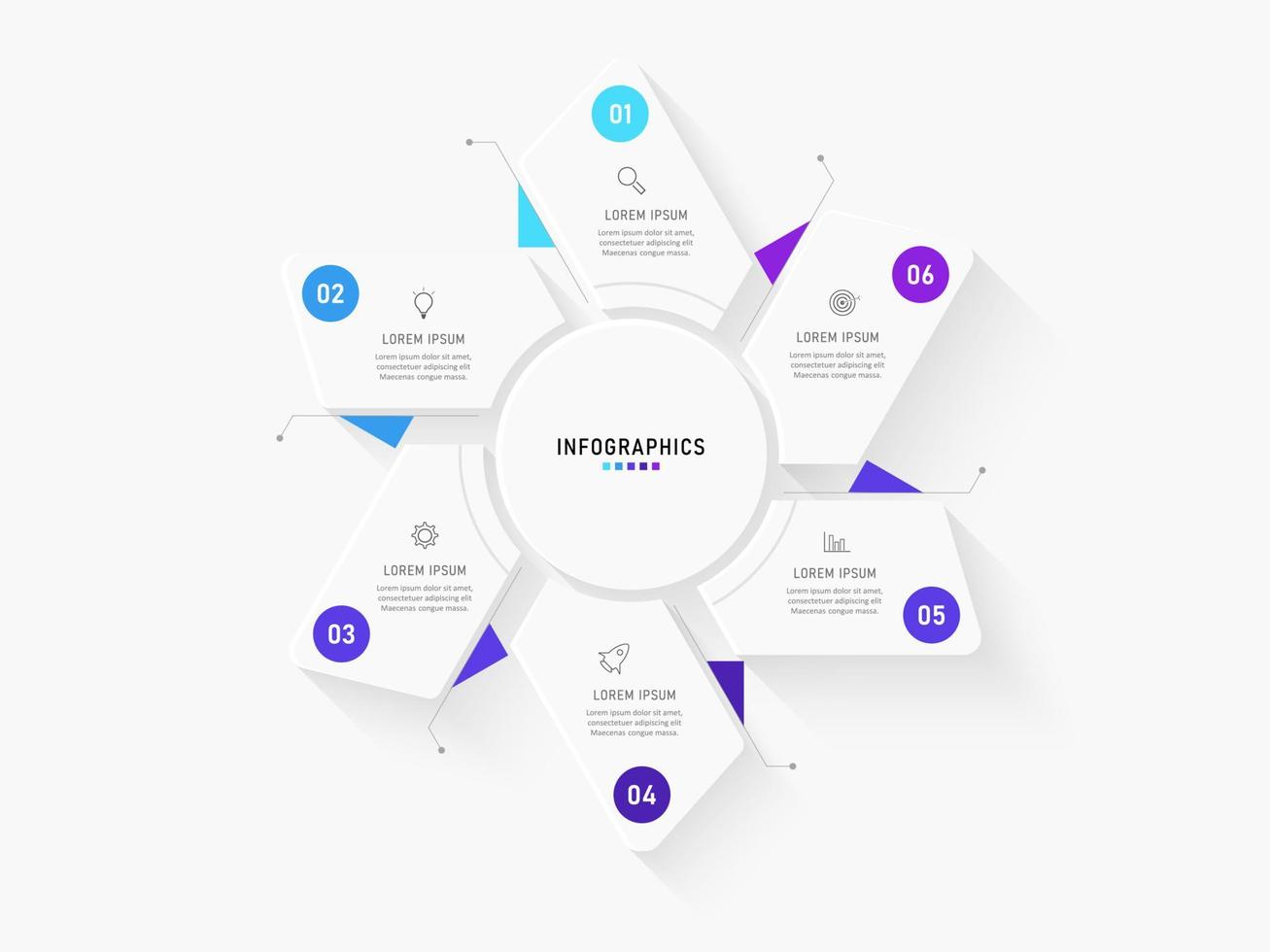 plantilla de diseño de etiquetas infográficas vectoriales con iconos y 6 opciones o pasos. se puede utilizar para diagramas de proceso, presentaciones, diseño de flujo de trabajo, banner, diagrama de flujo, gráfico de información. vector