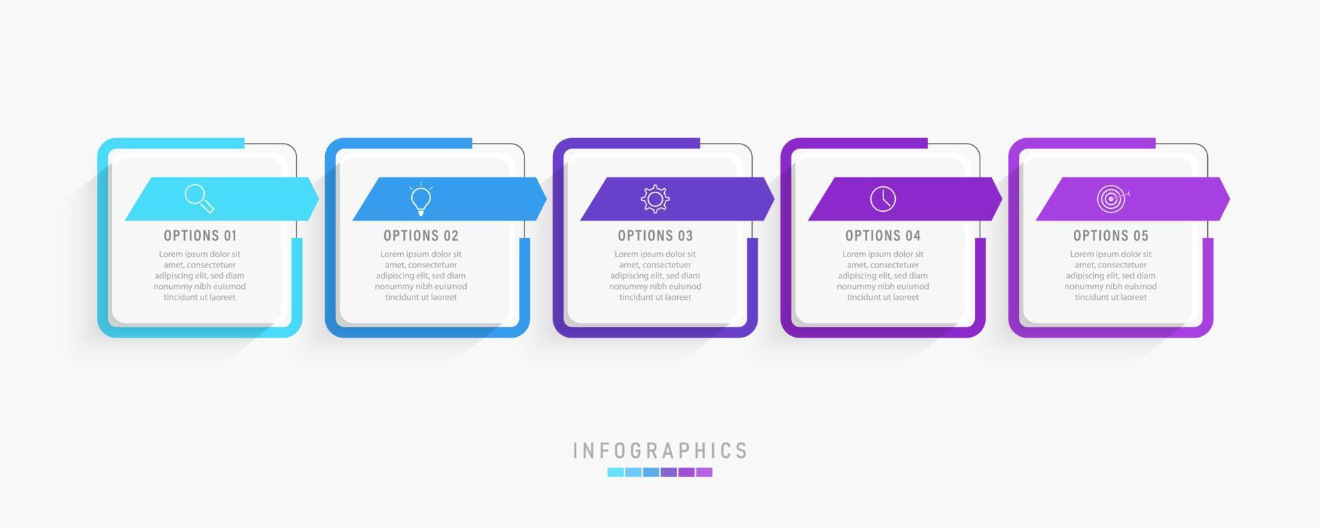 Vector Infographic label design template with icons and 5 options or steps. Can be used for process diagram, presentations, workflow layout, banner, flow chart, info graph.