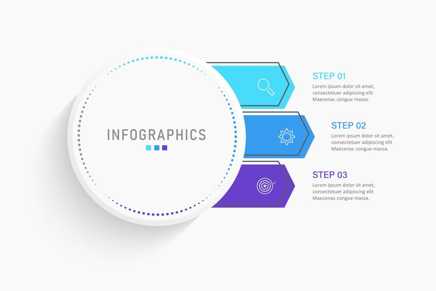 Vector Infographic label design template with icons and 3 options or steps. Can be used for process diagram, presentations, workflow layout, banner, flow chart, info graph.