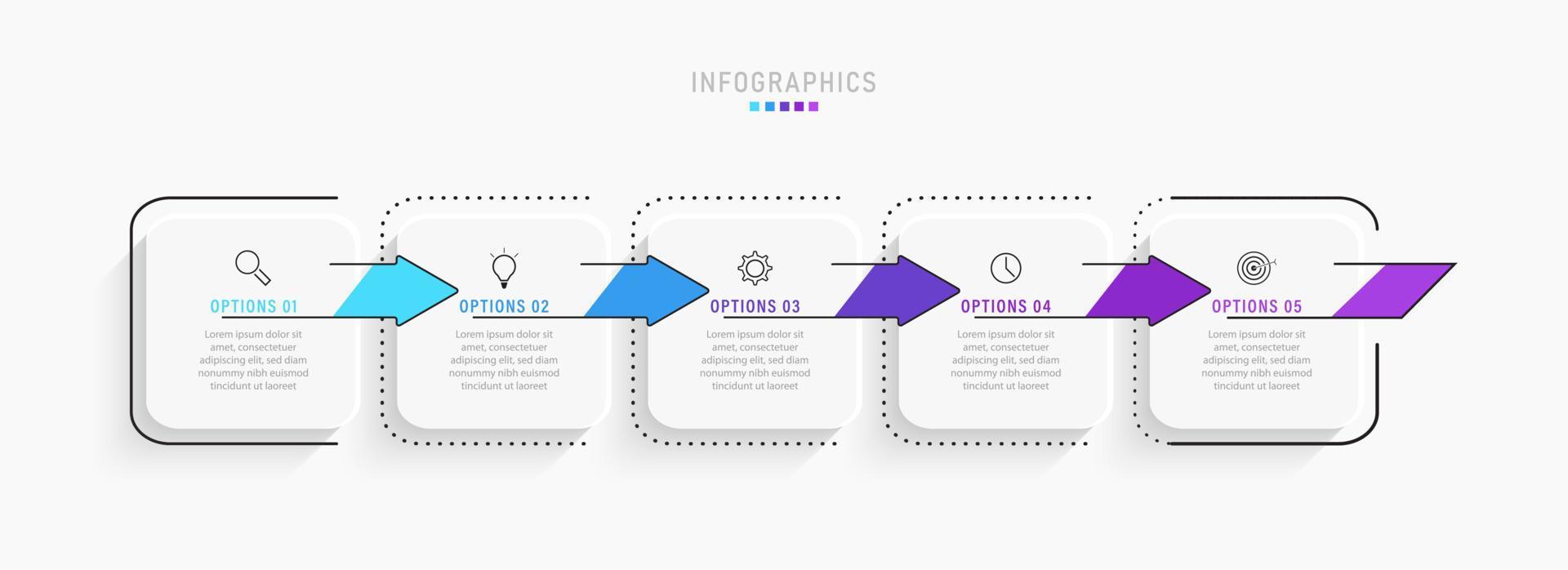 Vector Infographic label design template with icons and 5 options or steps. Can be used for process diagram, presentations, workflow layout, banner, flow chart, info graph.
