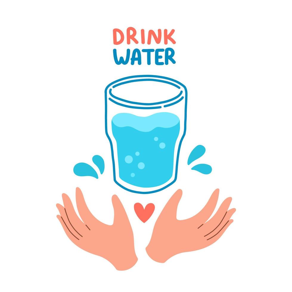 bebe más agua cotización diseño plano vector ilustración
