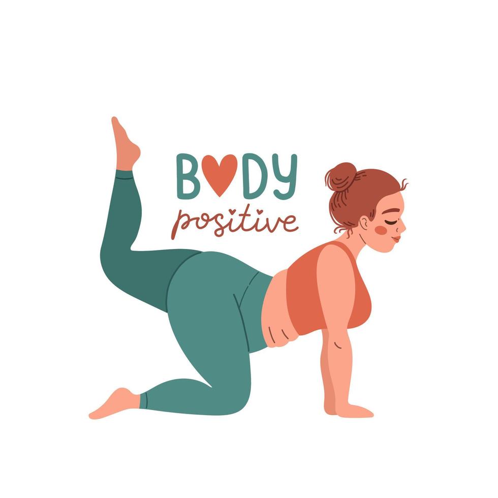 Body positive love your body quote flat design vector illustration