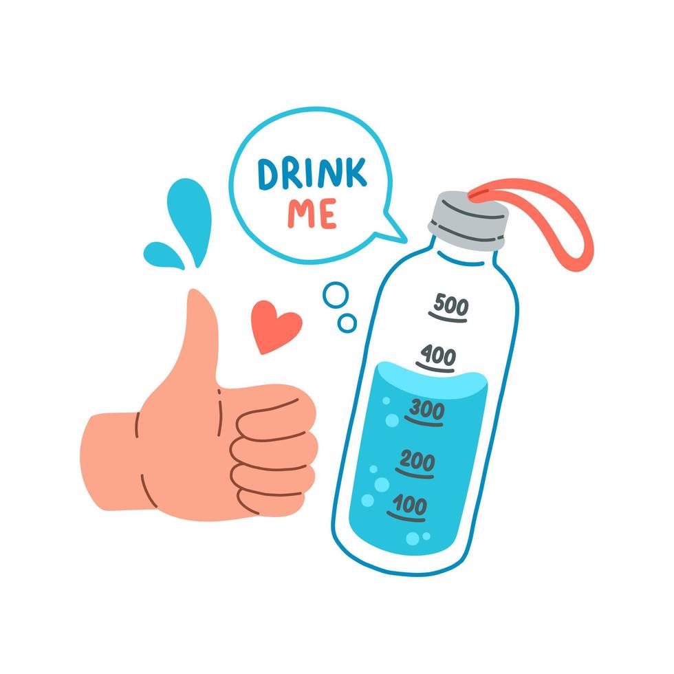 Drink more water quote flat design vector illustration