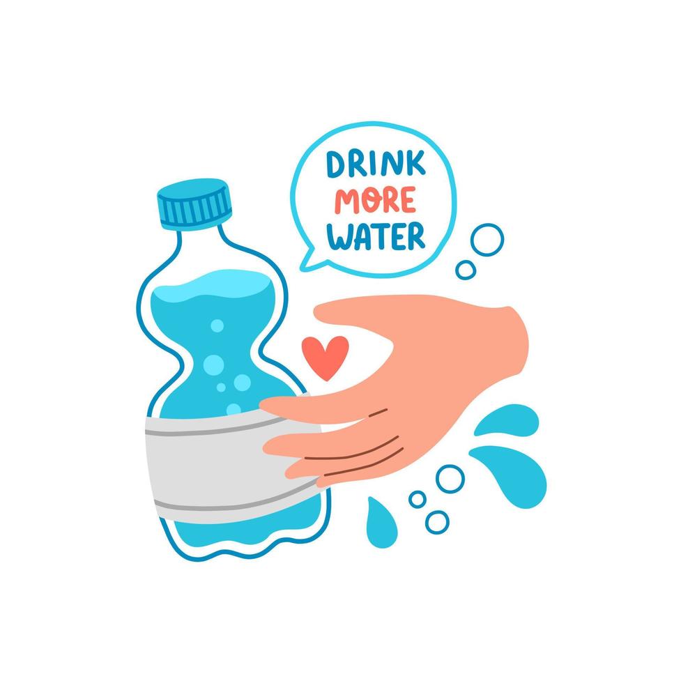 bebe más agua cotización diseño plano vector ilustración