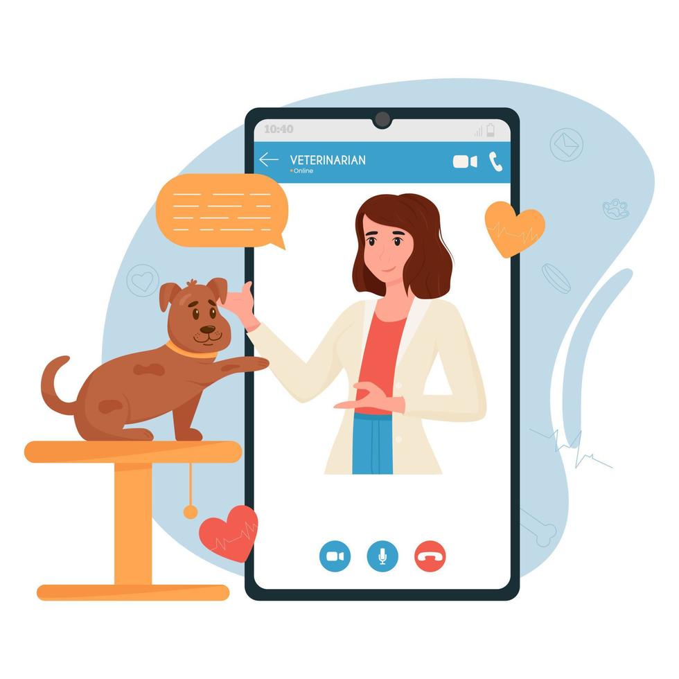 Veterinary doctor appointment. Online veterinarian consultation. Pet care,  animal medical diagnosis, mobile application. Flat vector illustration  10253485 Vector Art at Vecteezy