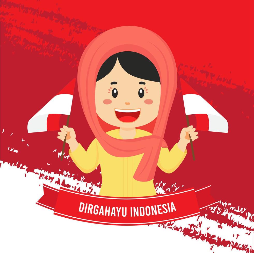 Indonesia Independence Day With Character vector