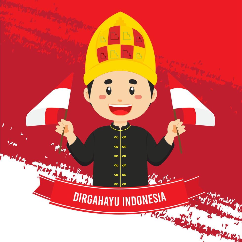 Indonesia Independence Day With Character vector