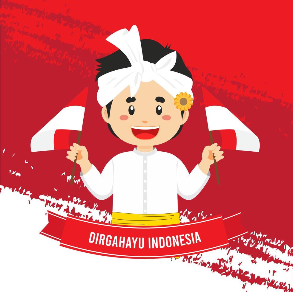 Indonesia Independence Day With Character vector