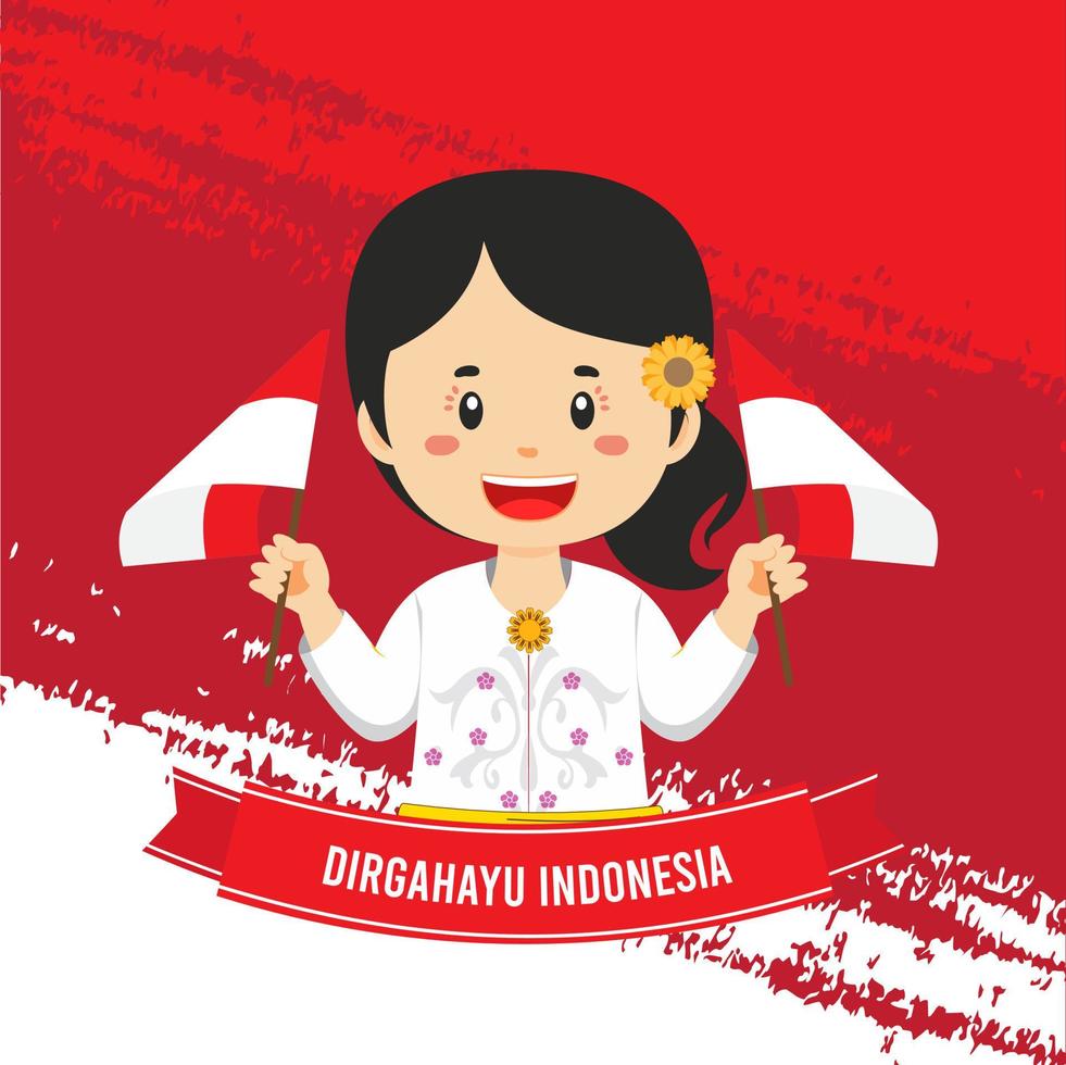 Indonesia Independence Day With Character vector