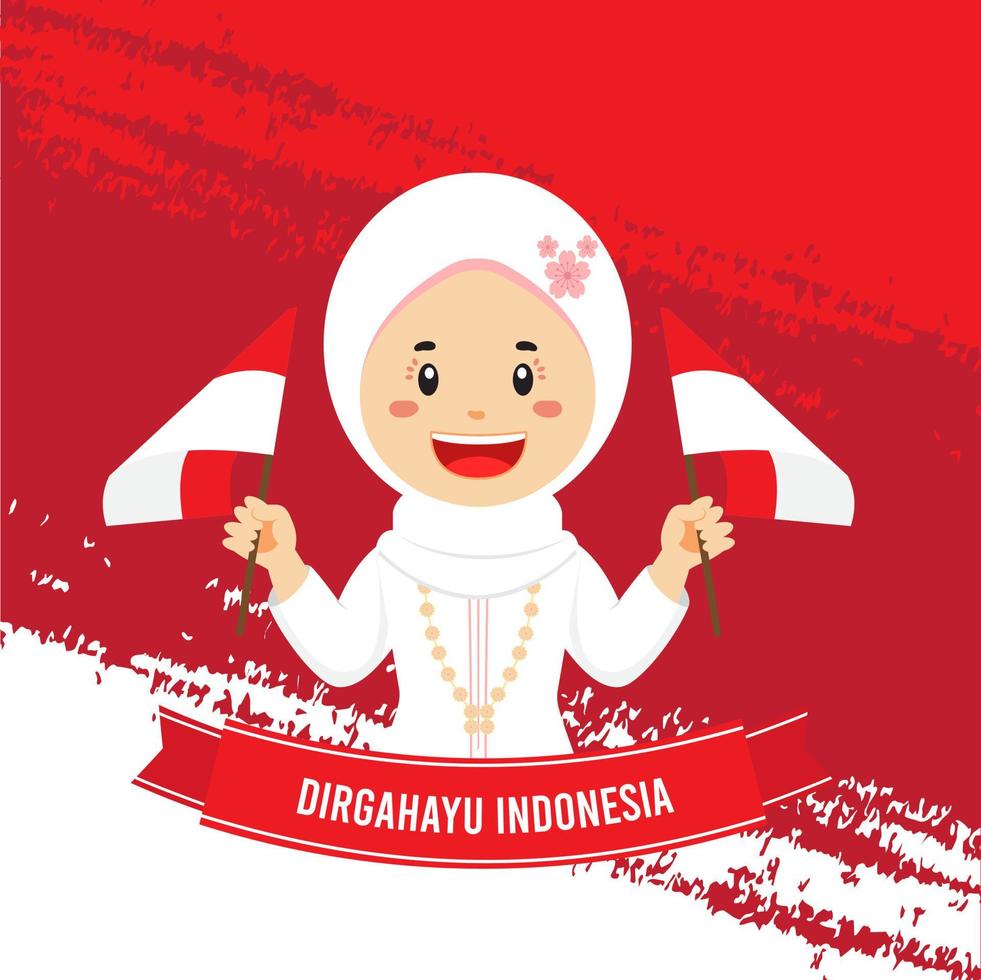 Indonesia Independence Day With Character vector