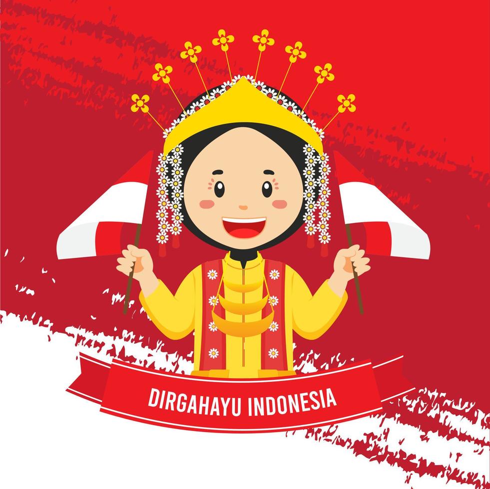 Indonesia Independence Day With Character vector
