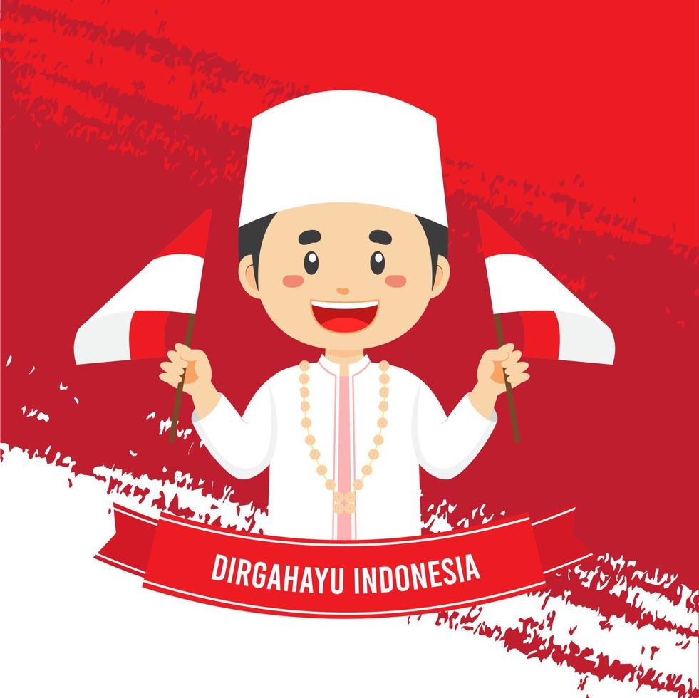 Indonesia Independence Day With Character vector