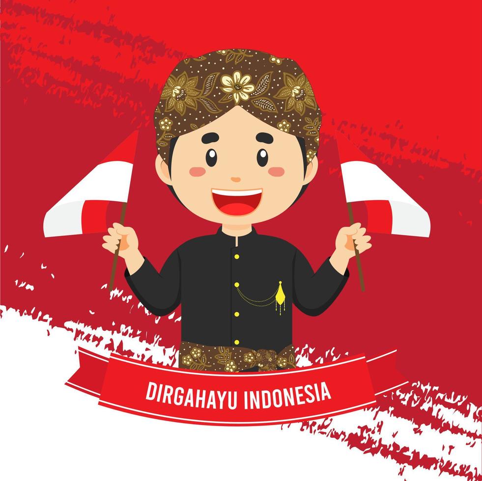 Indonesia Independence Day With Character vector