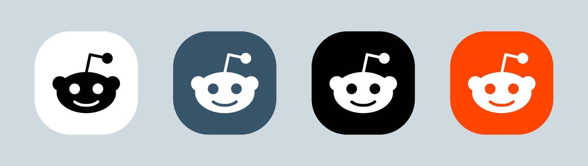 logo reddit en cuadrado. Ilustración de vector de logotipo de redes sociales populares.