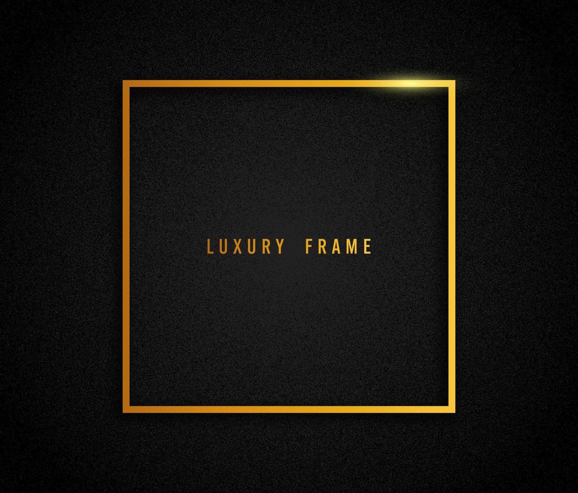 Luxury golden frame mockup. Square minimal frame in a black backround. vector