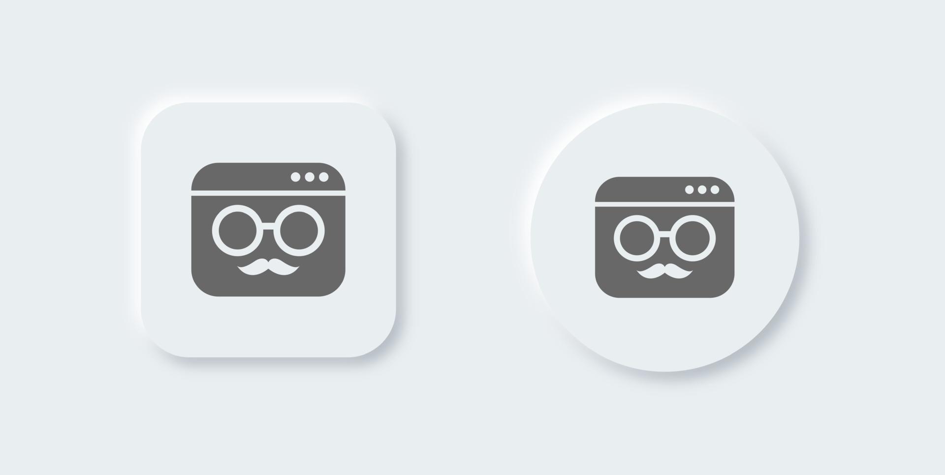 Anonymous solid icon in neomorphic design style. Incognito signs vector illustration.