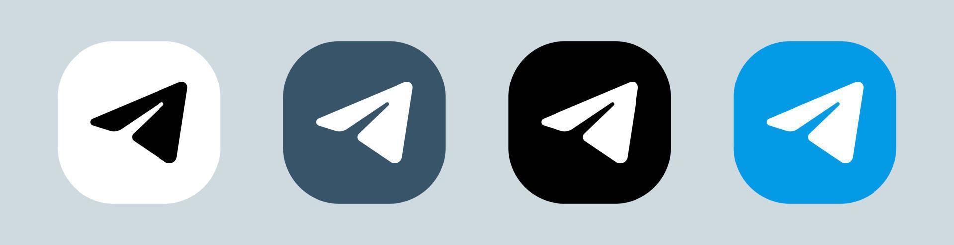 Telegram logo in square. Popular messaging app logotype vector illustration.