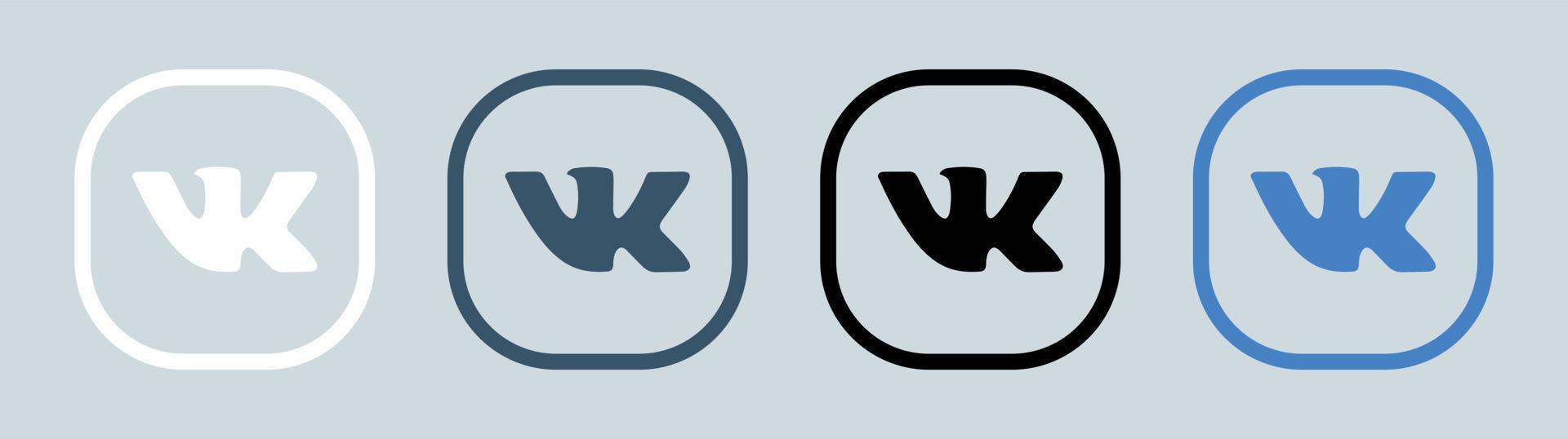 logotipo de v kontakte en línea cuadrada. Ilustración de vector de logotipo de red social popular.