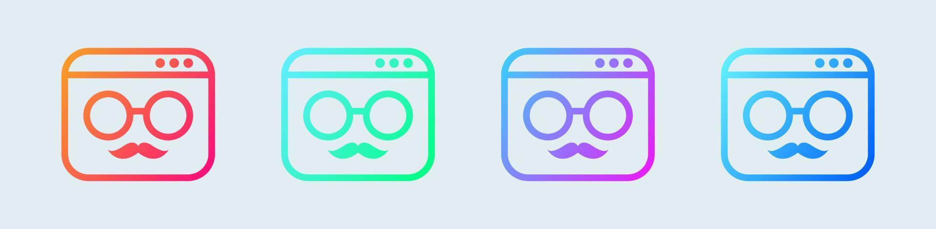 Anonymous line icon in gradient colors. Incognito signs vector illustration.