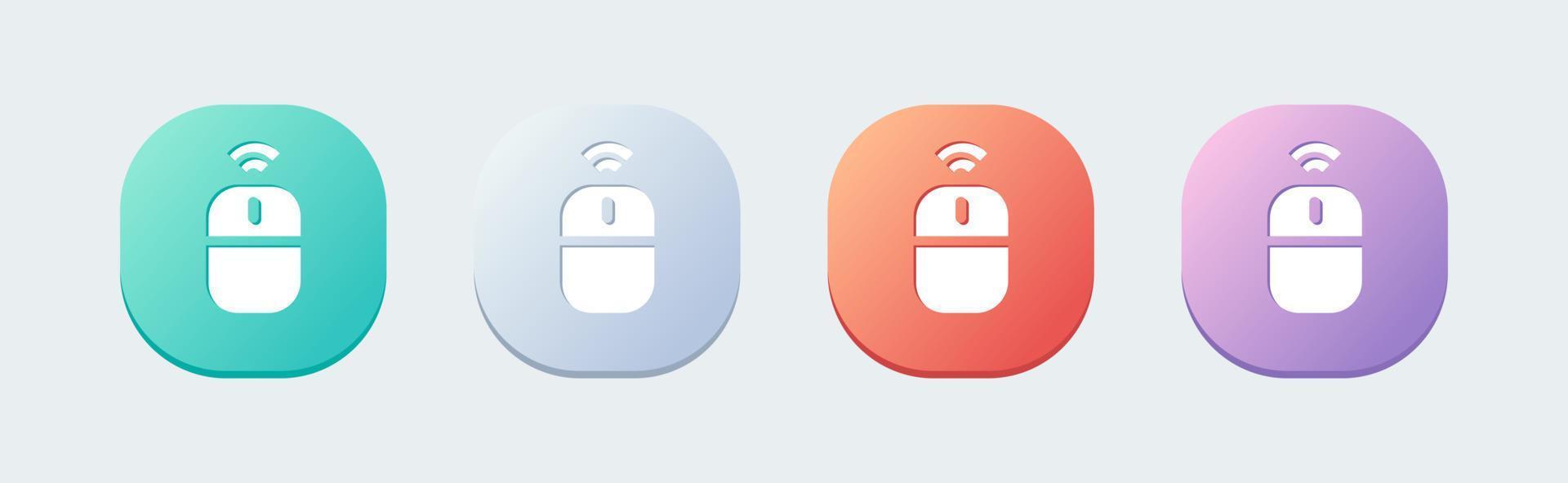 Computer mouse solid icon in flat design style. Wireless mouse signs vector illustration.