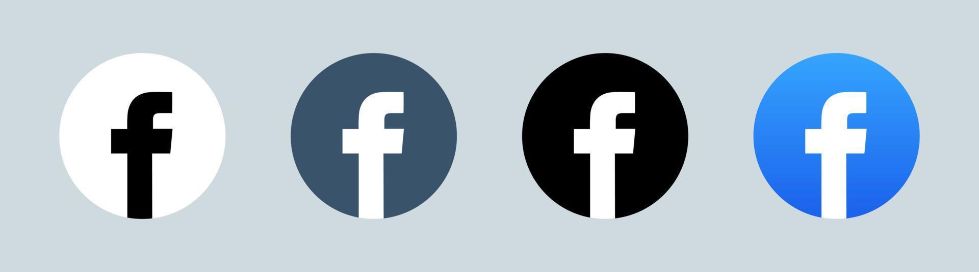 logotipo de facebook en forma de círculo. logotipo popular de las redes sociales. vector