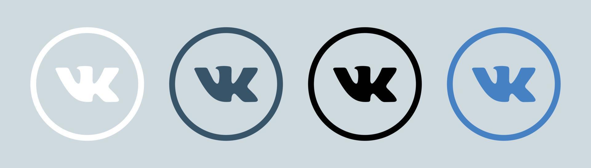 V Kontakte logo in circle line. Popular social network logotype vector illustration.