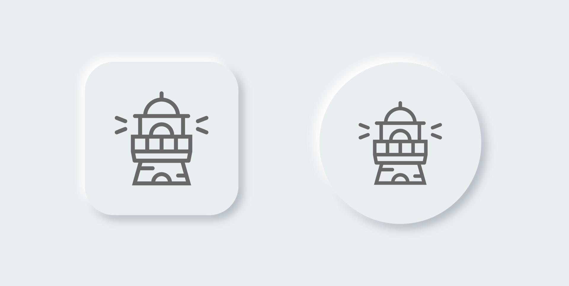 Lighthouse line icon in neomorphic design style. Beacon light signs vector illustration.