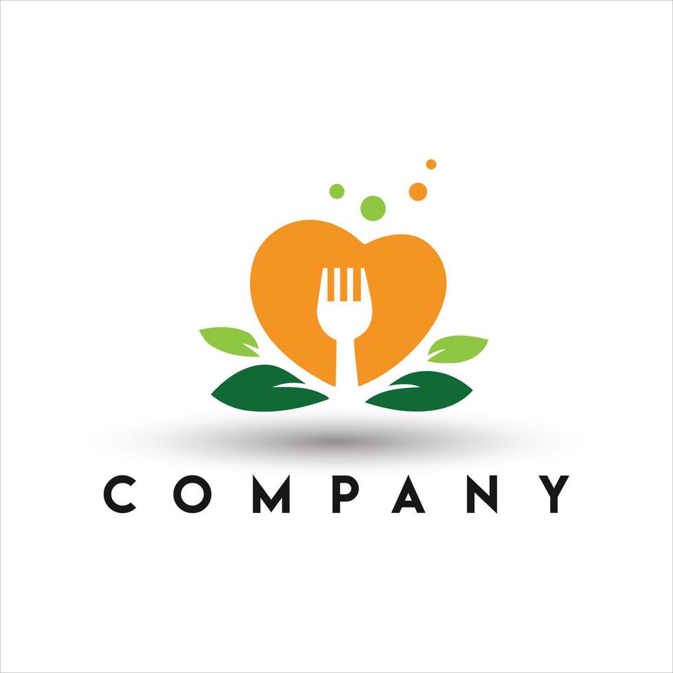 me encanta el logotipo de la comida natural. logo de comida de verduras de amor vector