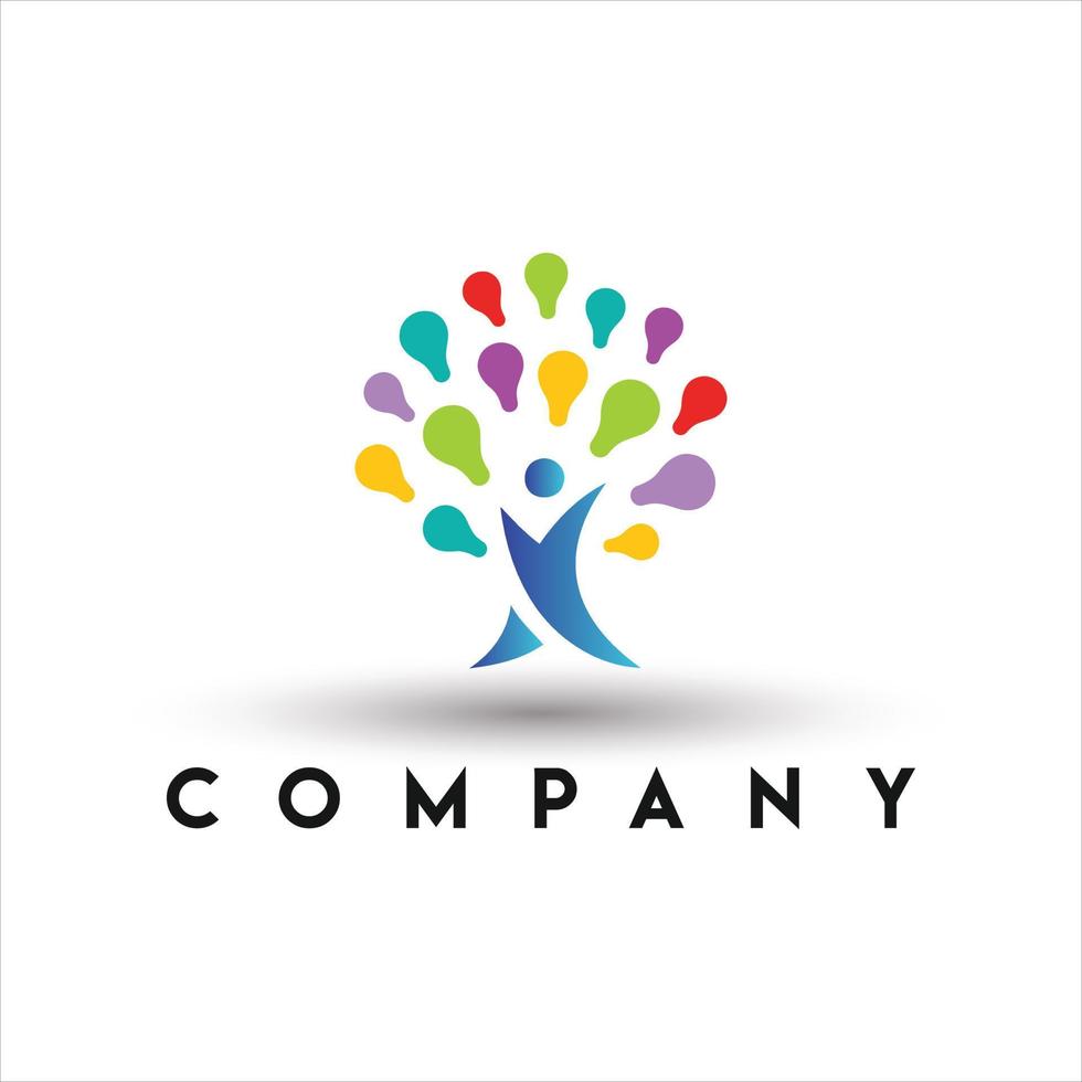 Green Tree Idea Logo. Human Tree Logo vector