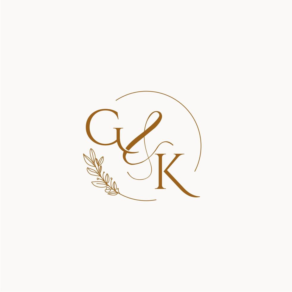 logotipo de monograma de boda inicial gk vector