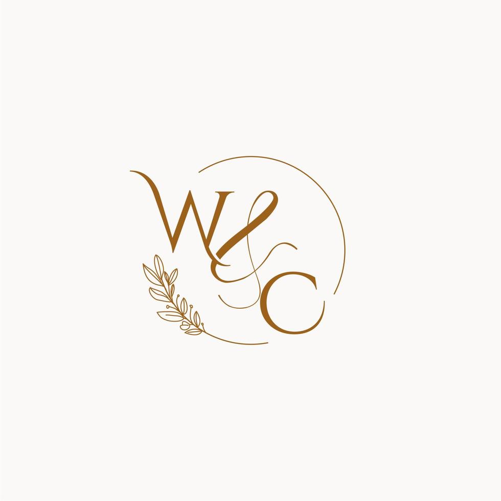 logotipo de monograma de boda inicial wc vector