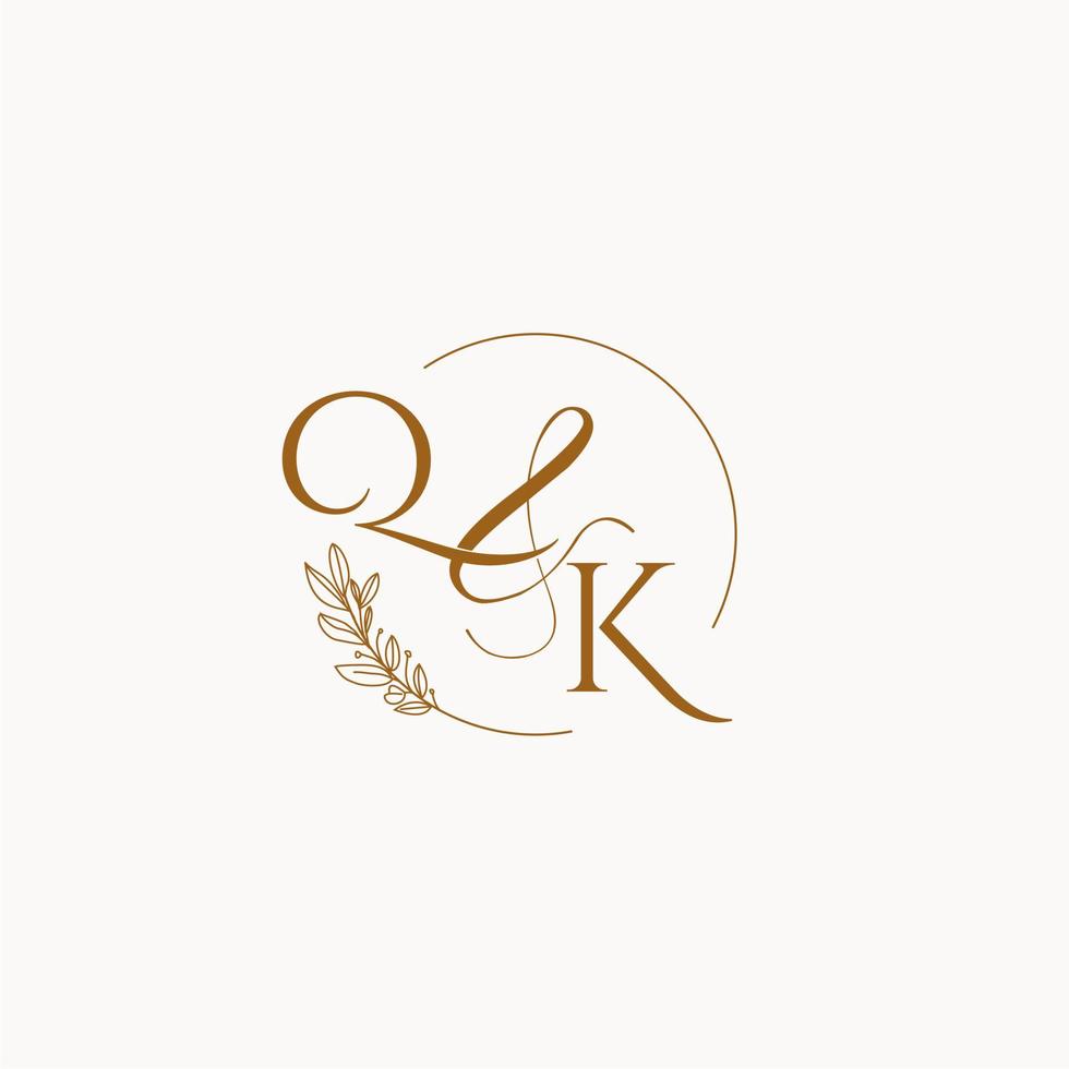 qk logotipo de monograma de boda inicial vector