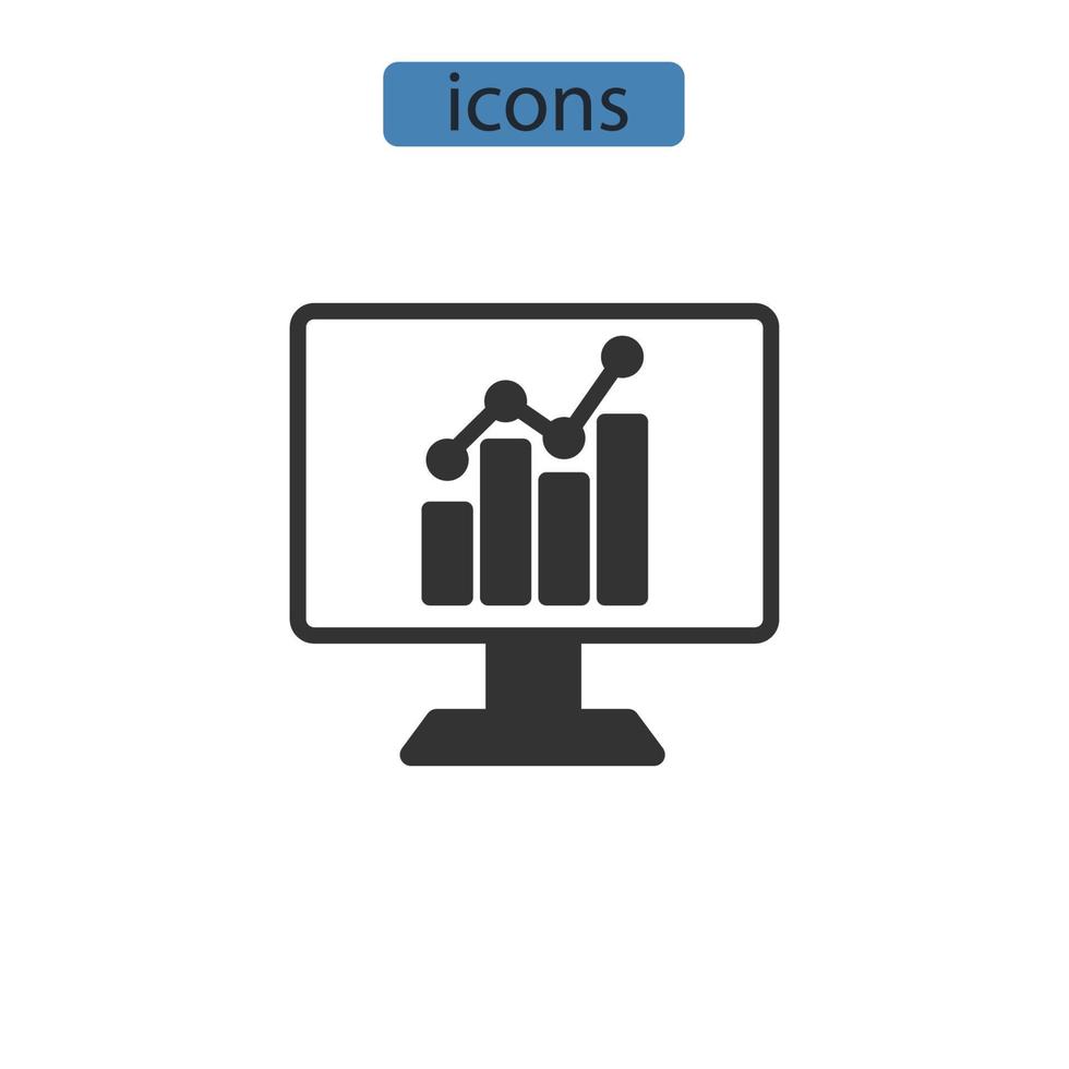 Los iconos de análisis de negocios simbolizan los elementos vectoriales para la web infográfica. vector