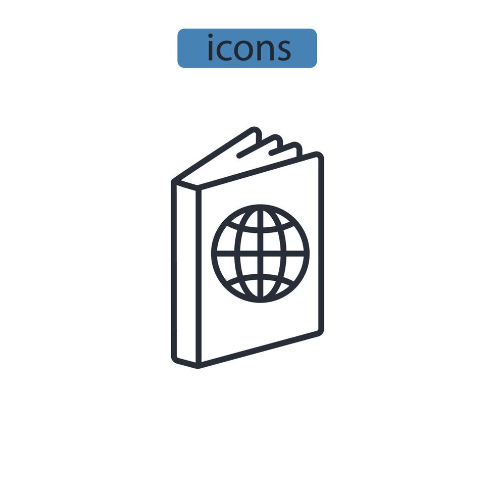 iconos de pasaporte símbolo elementos vectoriales para web infográfico vector