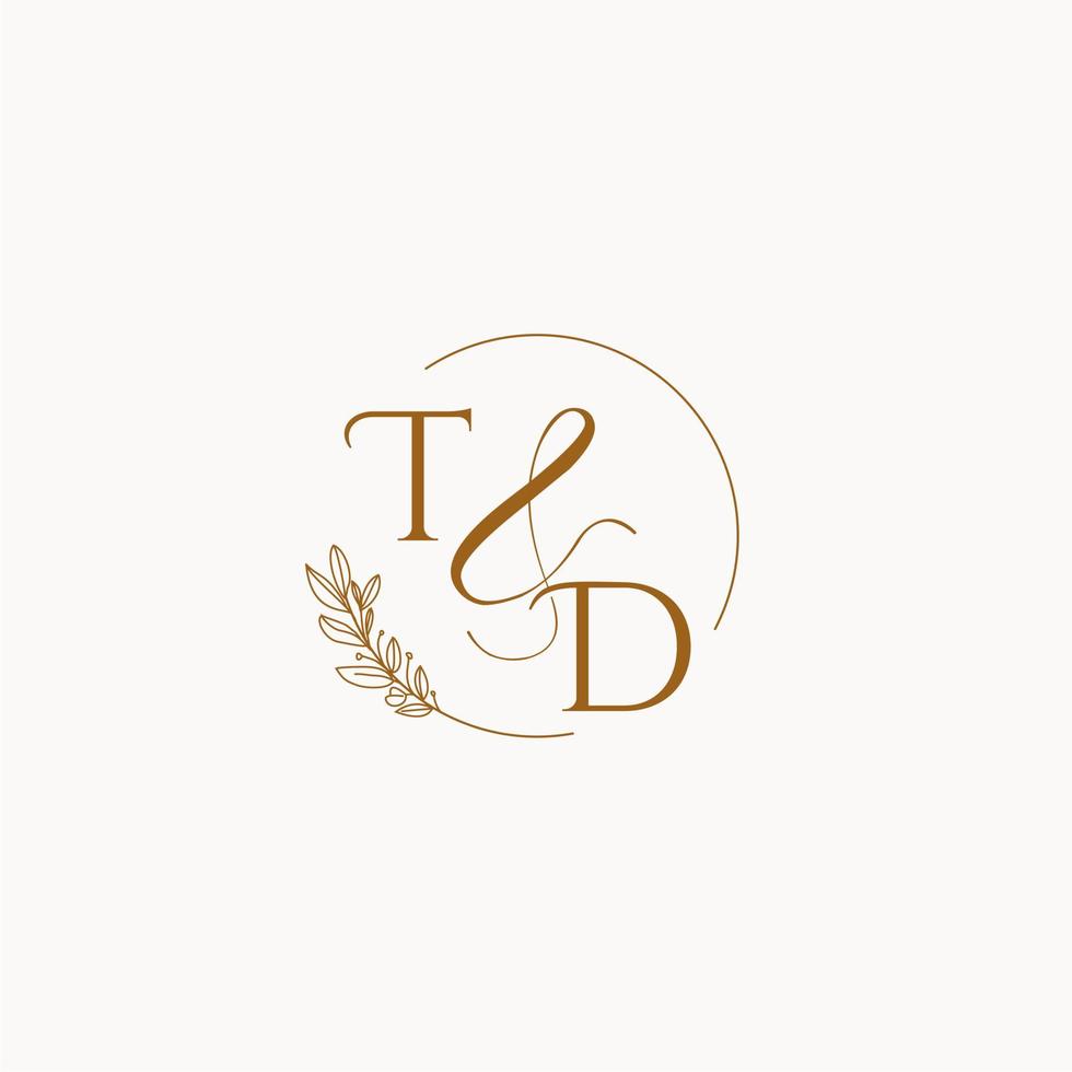 logotipo de monograma de boda inicial td vector