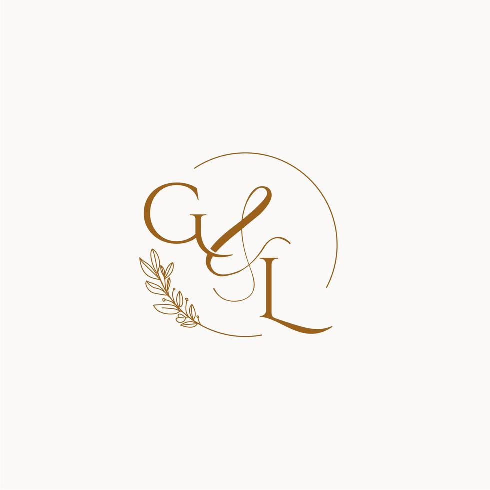 logotipo de monograma de boda inicial gl vector